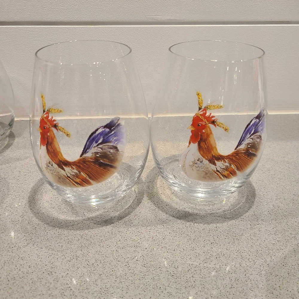 Pier 1 Animal Print Stemless Wine Glasses Set